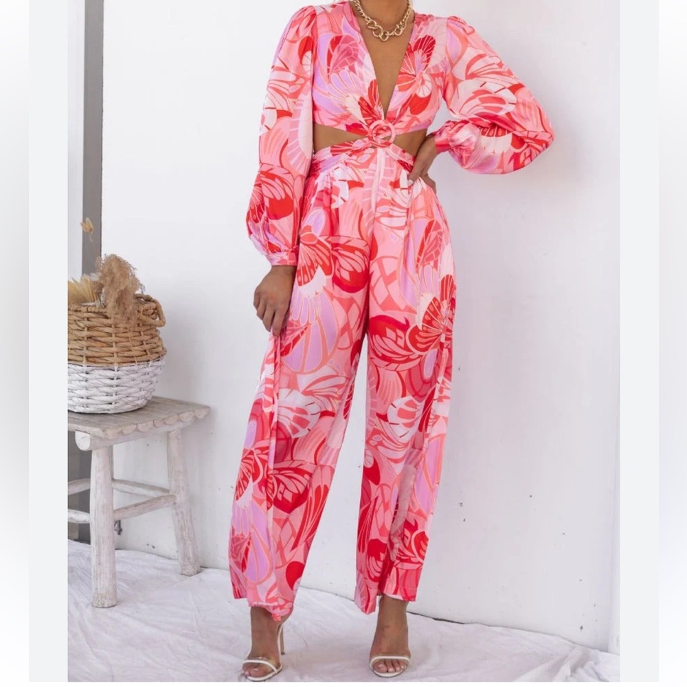 Billy J Angela Retro Cutout Groovy Satin Jumpsuit in Size US 4 New